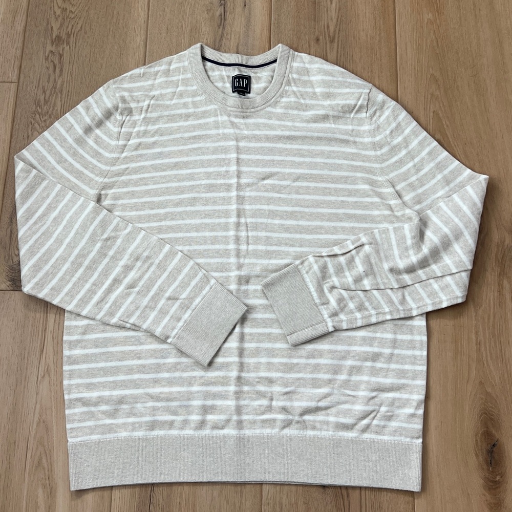 Men's Gray Beige Striped Sweater